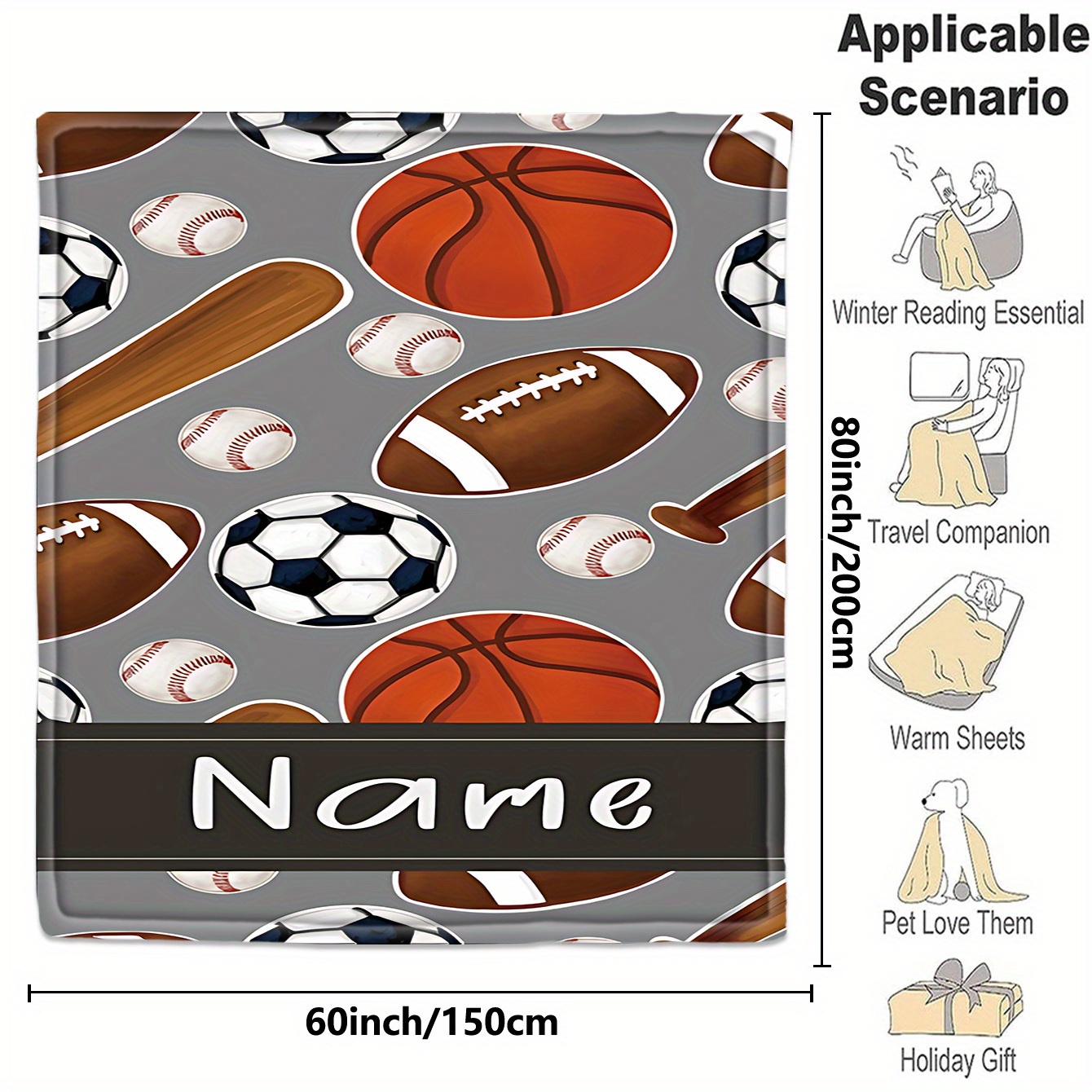 1 Custom name blanket sports e - Sports Equipment And Names 评论和价格